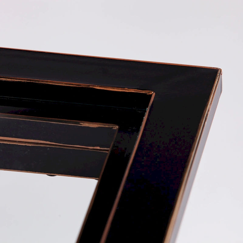 Bugleweed Black/Copper Distressed Metal and Tempered Glass Glam Coffee Table