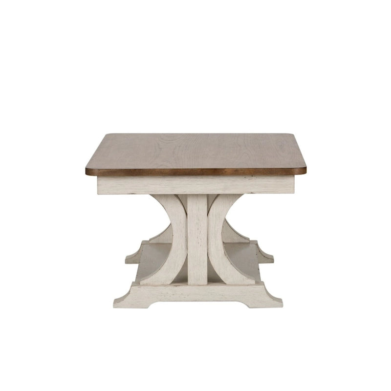Antique White with Chestnut Rectangular Cocktail Table