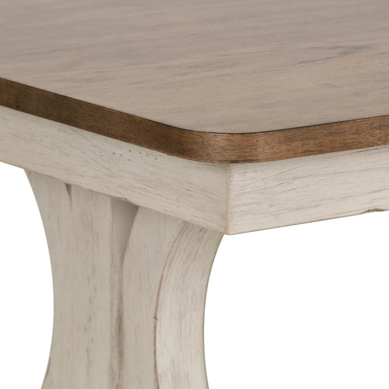 Antique White with Chestnut Rectangular Cocktail Table