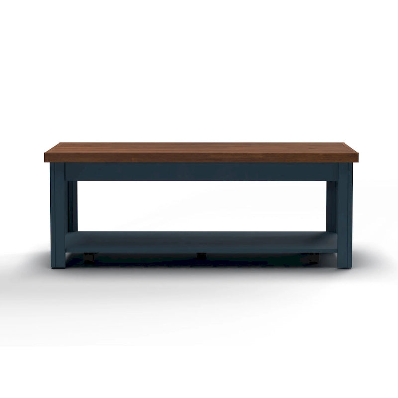 Nantucket 48 inch Coffee Table, No Assembly Required, Blue Denim and Whiskey