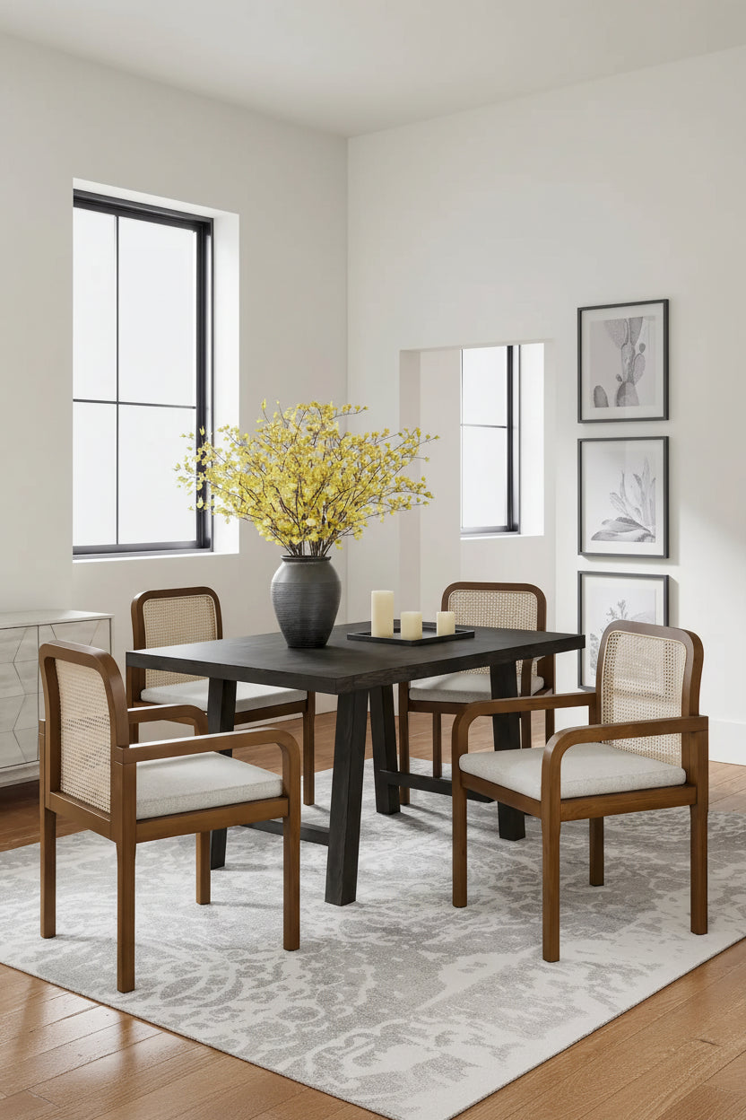 Antoine Modern Ratten Back Dining Chair with Removable Cushion by 