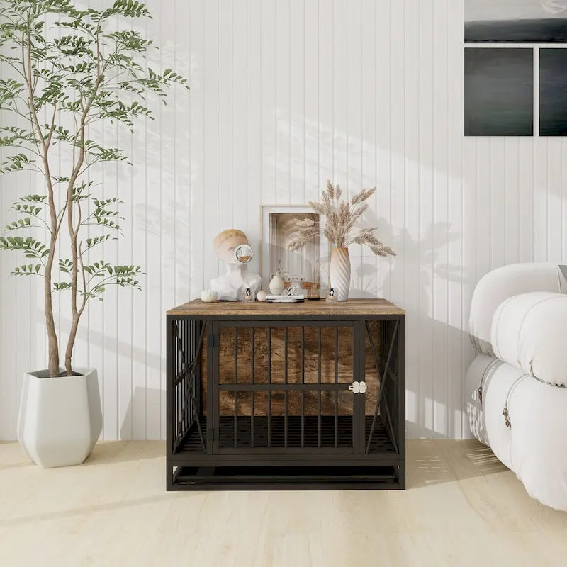 Dog Crate Furniture,32.67 Inches Dog Kennel for Dogs up to 70 lb,Removable Tray, Heavy-Duty Dog Cage End Table