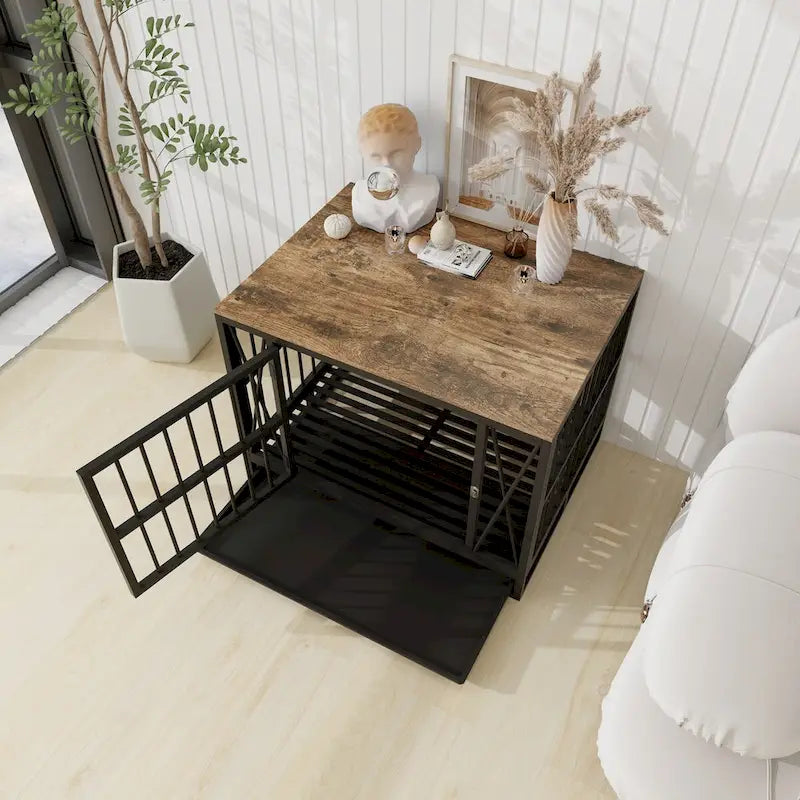 Dog Crate Furniture,32.67 Inches Dog Kennel for Dogs up to 70 lb,Removable Tray, Heavy-Duty Dog Cage End Table